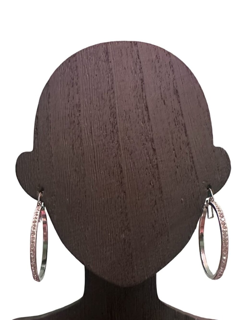 Hoop Earrings Silver Tone Rhinestone or Crystal Inlay Womens Jewelry